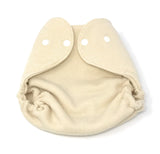 Soft beige cloth diaper with snap closures designed for everyday absorbent wear